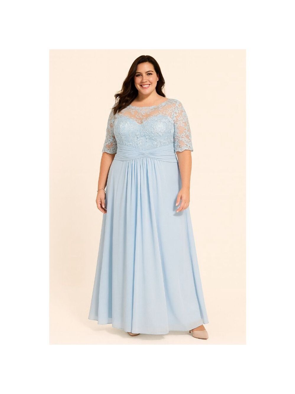 JJsHouse Sky Blue Lace Chiffon Formal Gown NWT Size 12